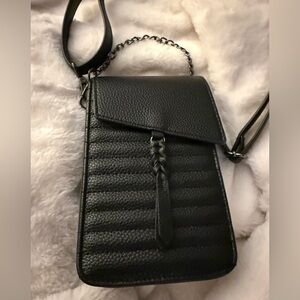 RAD REV Black Quilted Crossbody Phone Bag with Braided Accent